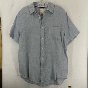Panama Jack 100% Linen Short Sleeve Button Shirt Mens Medium Blue